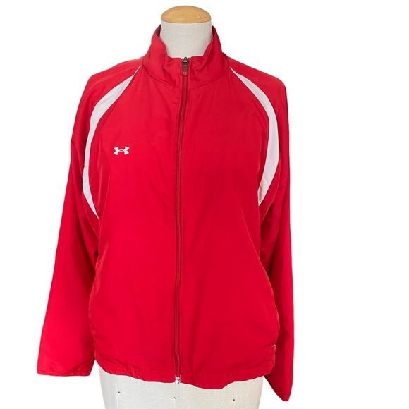 Under Armour Jackets & Blazers - 🌸 Under Armour Red Track Jacket Womens Medium Lightweight Athletic Outerwear